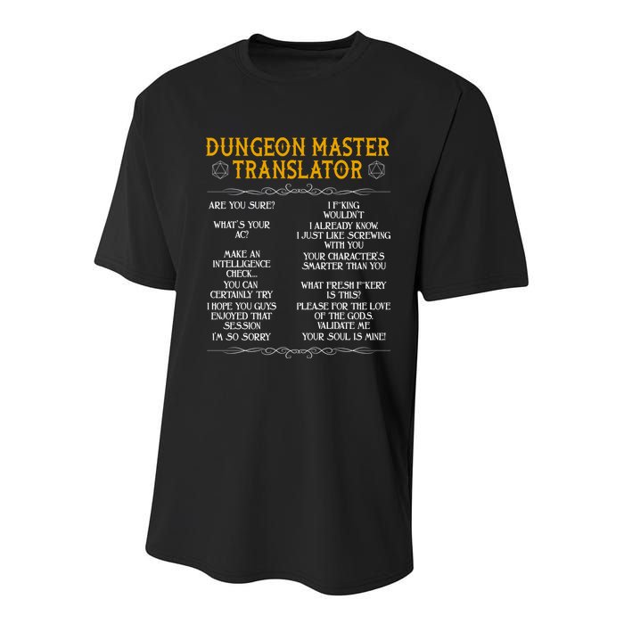 Dungeon Master Translator Funny Youth Performance Sprint T-Shirt