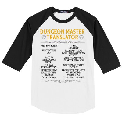 Dungeon Master Translator Funny Baseball Sleeve Shirt
