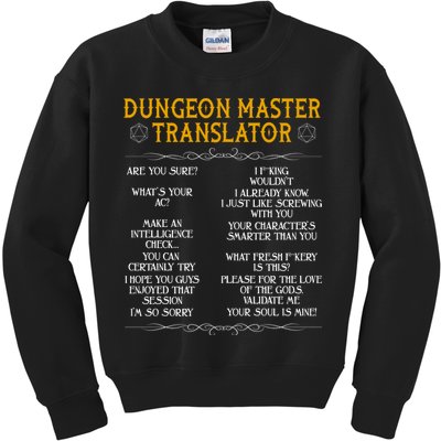 Dungeon Master Translator Funny Kids Sweatshirt