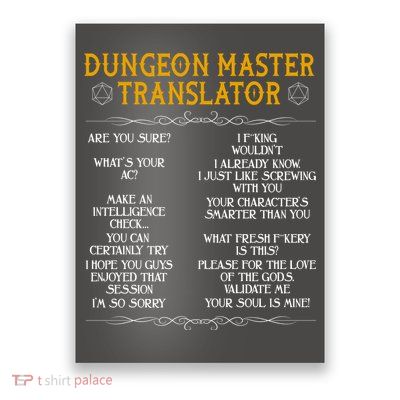 Dungeon Master Translator Funny Poster