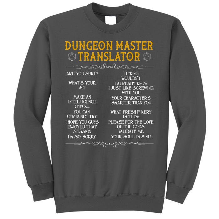 Dungeon Master Translator Funny Tall Sweatshirt