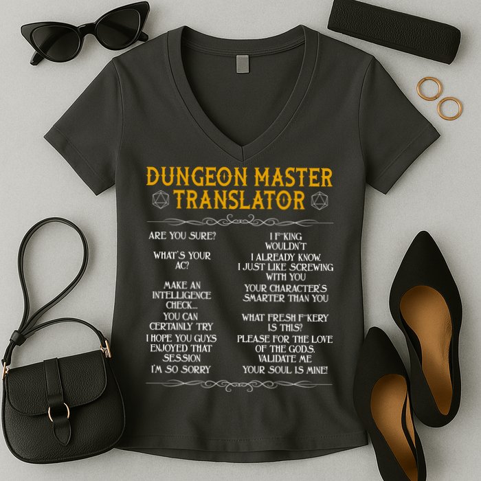 Dungeon Master Translator Funny Women's V-Neck T-Shirt