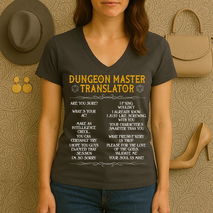 Dungeon Master Translator Funny Women's V-Neck T-Shirt