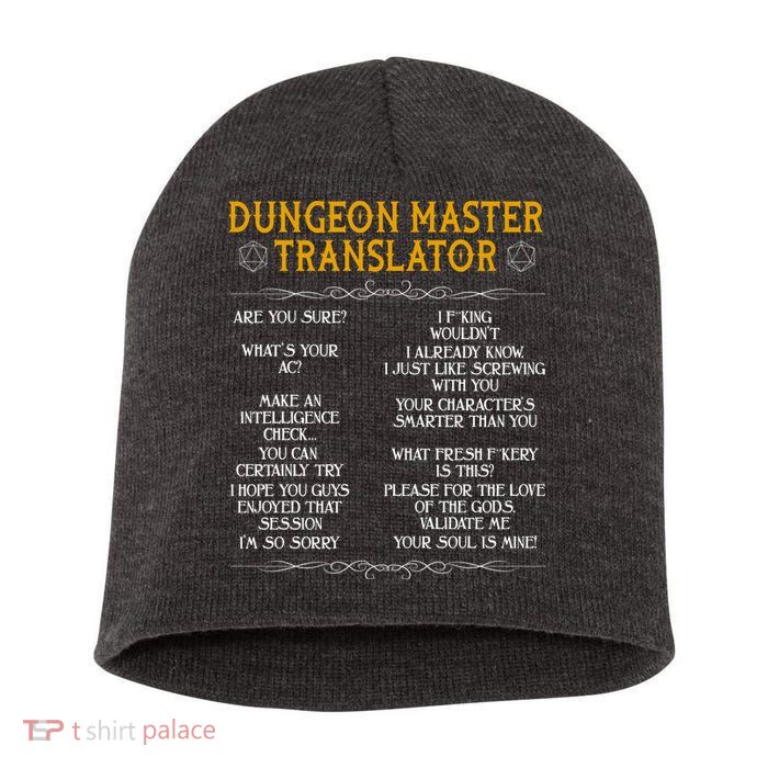 Dungeon Master Translator Funny Short Acrylic Beanie
