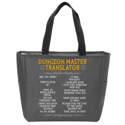 Dungeon Master Translator Funny Zip Tote Bag