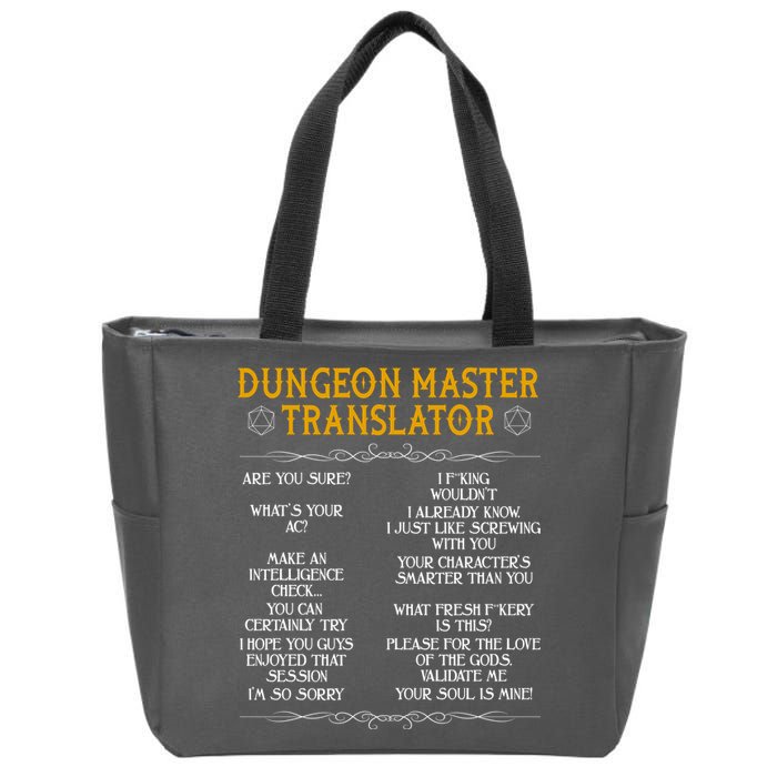 Dungeon Master Translator Funny Zip Tote Bag
