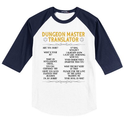 Dungeon Master Translator Funny Baseball Sleeve Shirt