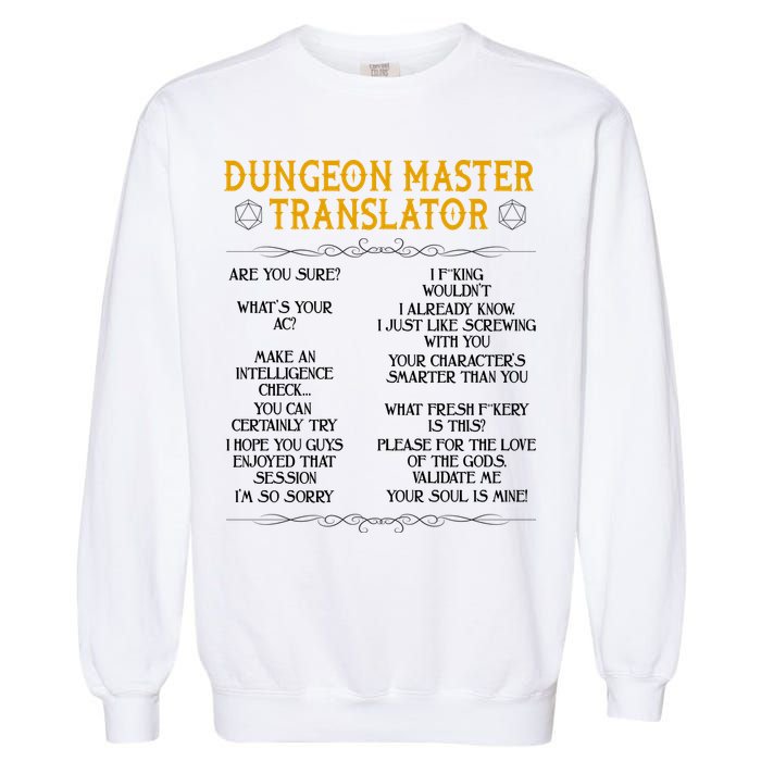 Dungeon Master Translator Funny Garment-Dyed Sweatshirt