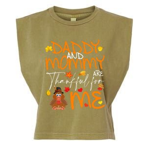 Daddy Mommy Thankful For Me Thanksgiving Turkey Family Cute Gift Garment-Dyed Women's Muscle Tee