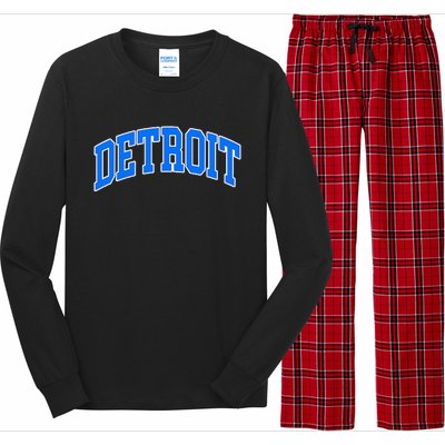 Detroit Michigan Throwback Design Print Classic Long Sleeve Pajama Set