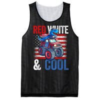 Dinosaur Monster Truck Dino 4th Of July American Flag Mesh Reversible Basketball Jersey Tank