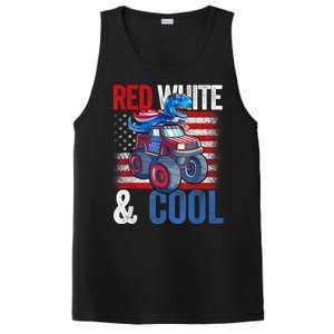 Dinosaur Monster Truck Dino 4th Of July American Flag PosiCharge Competitor Tank