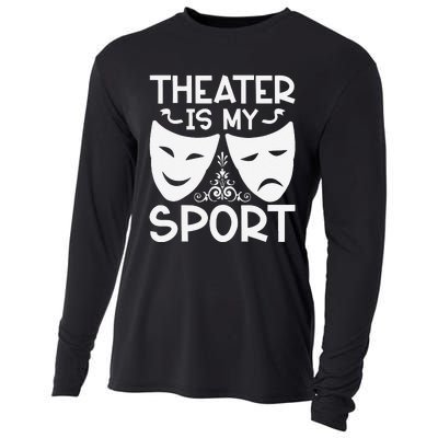 Dramatic Masks Theater Is My Sport Musical Broadway Novelty Cooling Performance Long Sleeve Crew