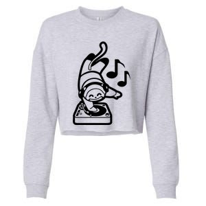 Dj Monkey Turntable Cartoon Cropped Pullover Crew