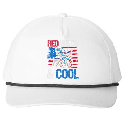 Dino Monster Truck 4th Of July American Flag Snapback Five-Panel Rope Hat