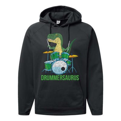 Dinosaur Musician T Rex Drummer Gift Drums Performance Fleece Hoodie