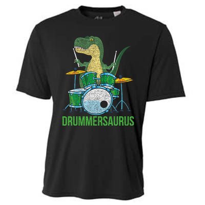 Dinosaur Musician T Rex Drummer Gift Drums Cooling Performance Crew T-Shirt