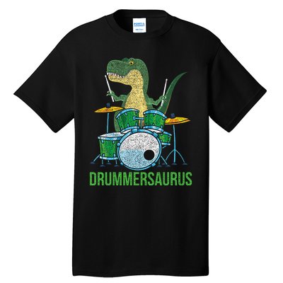 Dinosaur Musician T Rex Drummer Gift Drums Tall T-Shirt