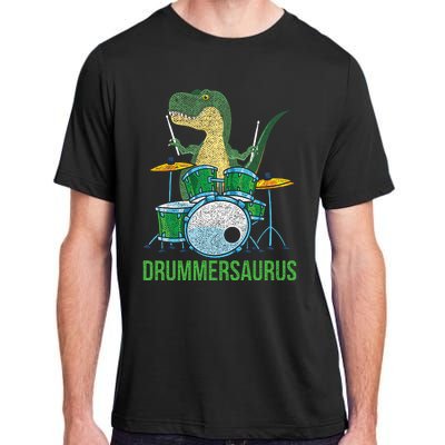 Dinosaur Musician T Rex Drummer Gift Drums Adult ChromaSoft Performance T-Shirt