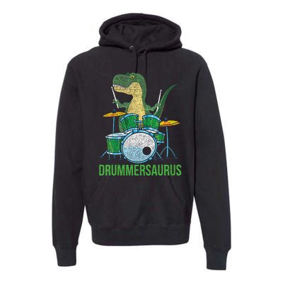 Dinosaur Musician T Rex Drummer Gift Drums Premium Hoodie