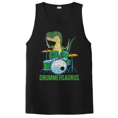 Dinosaur Musician T Rex Drummer Gift Drums PosiCharge Competitor Tank