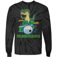 Dinosaur Musician T Rex Drummer Gift Drums Tie-Dye Long Sleeve Shirt