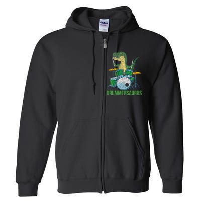 Dinosaur Musician T Rex Drummer Gift Drums Full Zip Hoodie