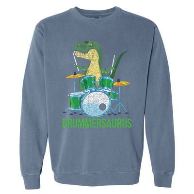 Dinosaur Musician T Rex Drummer Gift Drums Garment-Dyed Sweatshirt