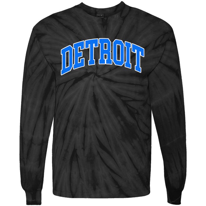 Detroit Michigan Throwback Design Print Classic Tie-Dye Long Sleeve Shirt