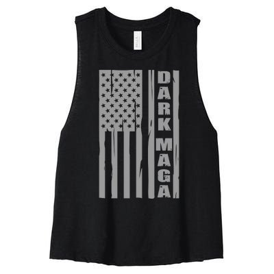 Dark Maga Trump 2024 Women's Racerback Cropped Tank