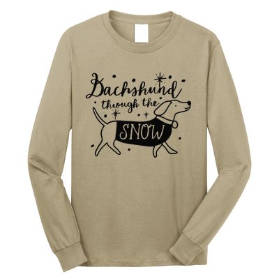 Dachshund Mom Through The Snow Dachshund Lover Christmas Long Sleeve Shirt