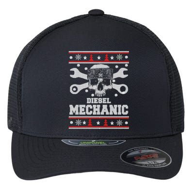 Diesel Mechanic Ugly Christmas Flexfit Unipanel Trucker Cap