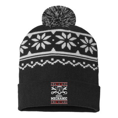 Diesel Mechanic Ugly Christmas USA-Made Snowflake Beanie