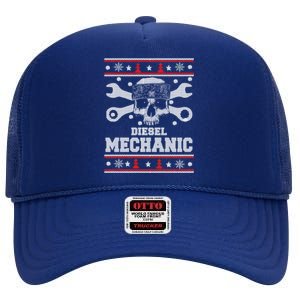 Diesel Mechanic Ugly Christmas High Crown Mesh Back Trucker Hat