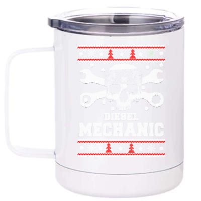 Diesel Mechanic Ugly Christmas 12 oz Stainless Steel Tumbler Cup