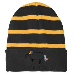 Death Metal Unicorn Striped Beanie with Solid Band