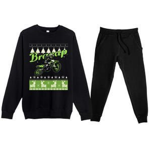 Dirtbike Motocross Ugly Christmas Sweatshirt Xmas Costume Premium Crewneck Sweatsuit Set