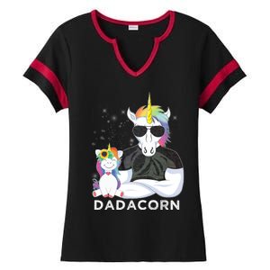 Dadacorn Muscle Unicorn Dad Baby Daughter Fathers Day Gift Ladies Halftime Notch Neck Tee