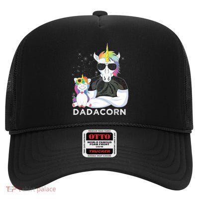 Dadacorn Muscle Unicorn Dad Baby Daughter Fathers Day Gift High Crown Mesh Back Trucker Hat