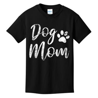 Dog Mom Vintage Distressed Design Funny Dog Paw Kids T-Shirt