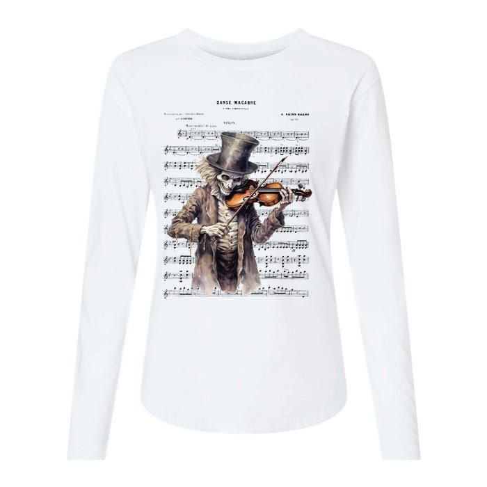 Danse Macabre Violin Halloween Womens Cotton Relaxed Long Sleeve T-Shirt