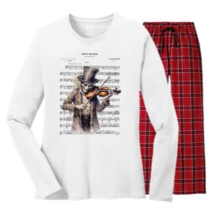 Danse Macabre Violin Halloween Women's Long Sleeve Flannel Pajama Set 