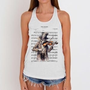 Danse Macabre Violin Halloween Women's Knotted Racerback Tank