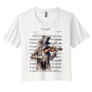 Danse Macabre Violin Halloween Women's Crop Top Tee