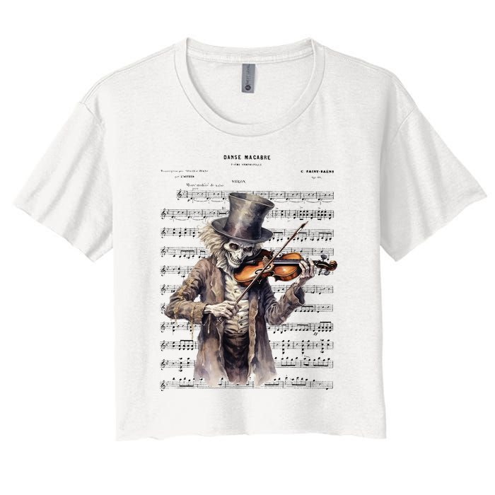 Danse Macabre Violin Halloween Women's Crop Top Tee