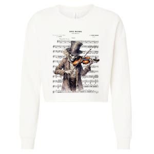 Danse Macabre Violin Halloween Cropped Pullover Crew