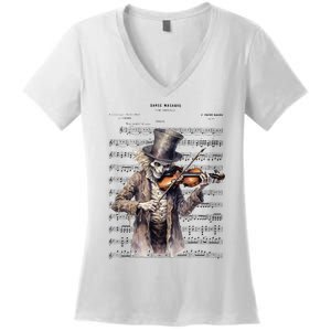 Danse Macabre Violin Halloween Women's V-Neck T-Shirt