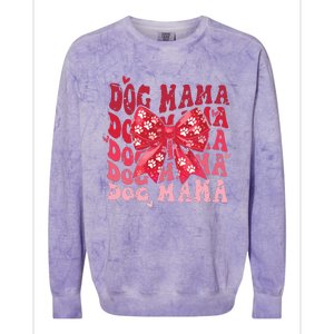 Dog Mama Valentines Day Heart Coquette Bow Mom Valentine Colorblast Crewneck Sweatshirt