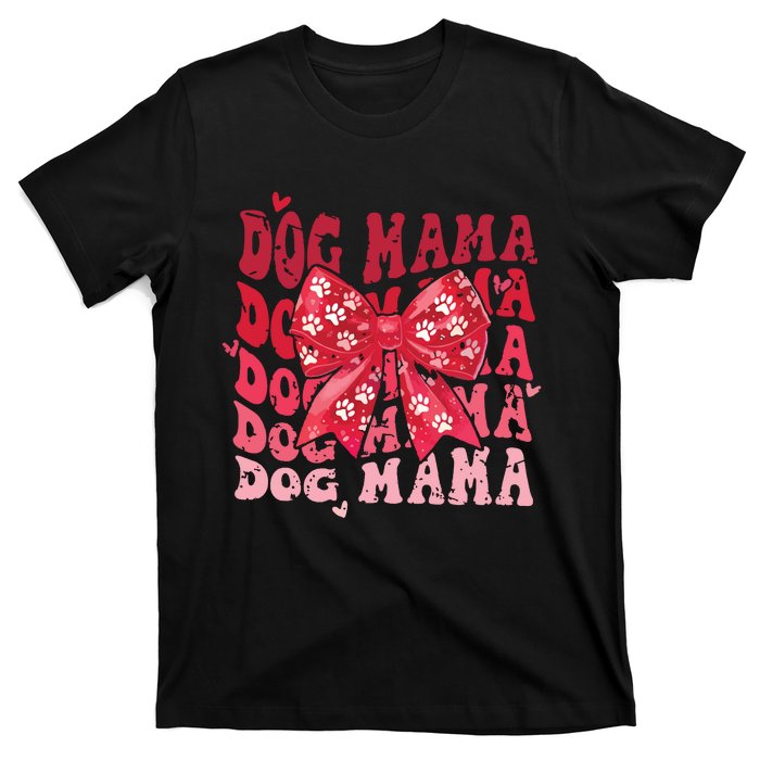 Dog Mama Valentines Day Heart Coquette Bow Mom Valentine T-Shirt