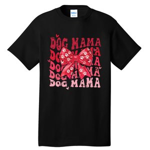 Dog Mama Valentines Day Heart Coquette Bow Mom Valentine Tall T-Shirt